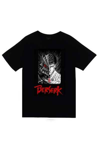 Berserk Anime Baskılı Unisex %100 Pamuk Siyah T-shirt ürün görseli 1