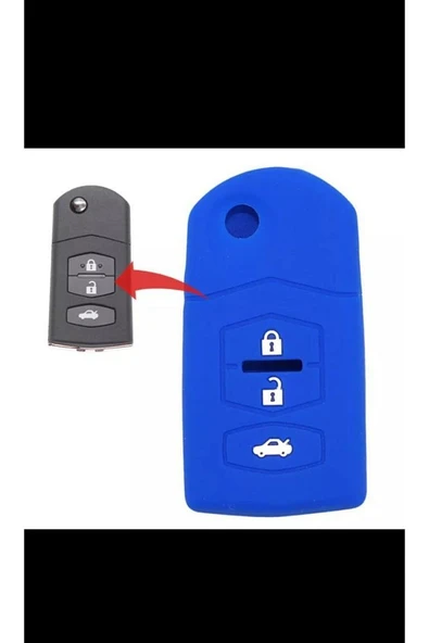Mazda 2 3 5 6 8 Uyumlu Silikon Anahtar Koruma Kılıfı 3 Tuşlu Mavi Renk ürün görseli
