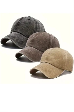 3'lü Vintage Baseball Şapka Seti – Düşük Profilli, Unisex, Ayarlanabilir Tasarım ürün görseli