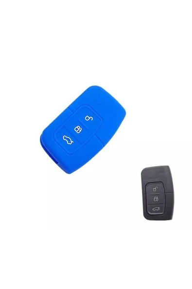 Ford Focus C Max S-max Mondeo Kuga Silikon Anahtar Koruma Kılıfı Sustasız Mavi Renk ürün görseli