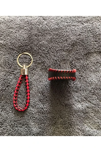 Peugeot 308 508 2008 3008 4008 5008 Uyumlu Deri Anahtar Kılıfı Ve Örgü Anahtarlık - Resim 5