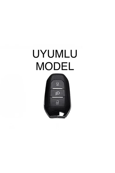 Peugeot 208 308 508 2008 3008 5008 Rifter Anahtar Koruma Kılıfı Far Tuşlu Siyah/Krom - Resim 2