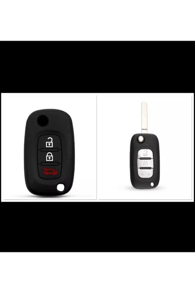 Megane Clio Fluence Silikon Anahtar Koruma Kılıfı Siyah Renk ürün görseli