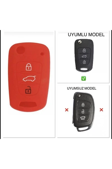 Accent Era I20 I30 Elantra Silikon Anahtar Koruma Kılıfı Kırmızı Renk Lütfen Anahtar Teyiti Yapınız ürün görseli
