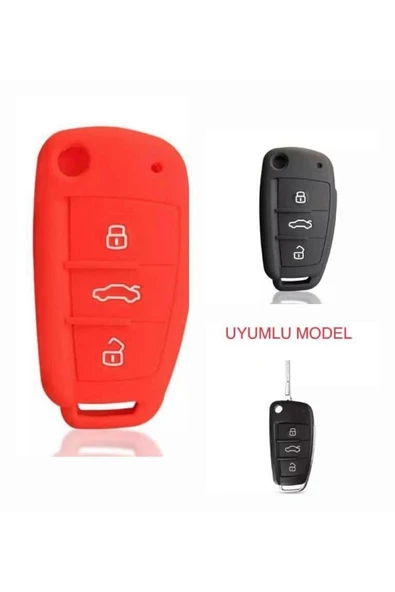 2 Adet A1 A3 A4 A6 Q7 Silikon Anahtar Koruma Kılıfı Kırmızı Ve Siyah Renk ürün görseli