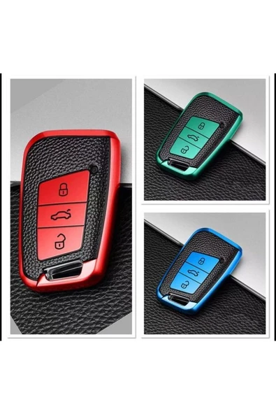 Passat B8-seat Ateca 2021 Model Ve Super B Uyumlu Lüx Kaliteli Anahtar Kabı Yeşil Renk - Resim 2
