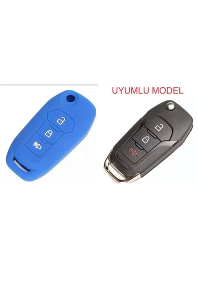 Mondeo Escort Ranger Fusion Silikon Anahtar Kılıfı Mavi Renk ürün görseli