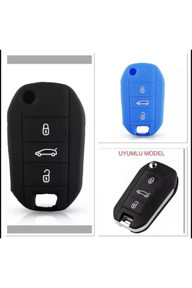 2 Adet Grandland X Silikon Anahtar Koruma Kılıfı Sustalı Siyah Ve Mavi Renkler ürün görseli