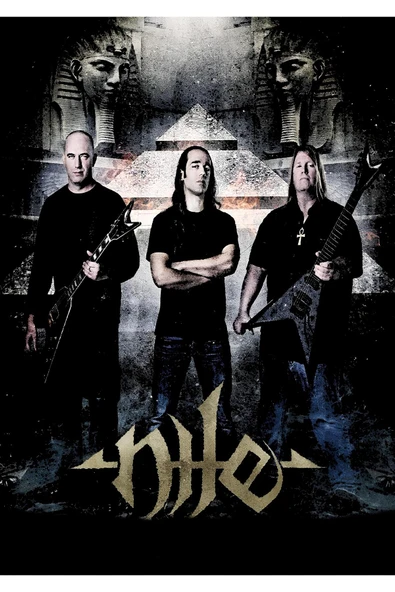 Nile – Müzik Grubu Baskılı Unisex %100 Pamuk Siyah T-shirt - Resim 2