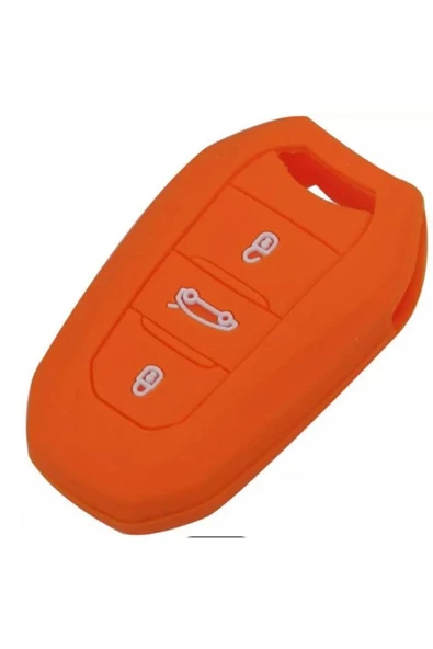 Peugeot 308 508 2008 3008 4008 5008 Uyumlu Silikon Anahtar Sustasız Kılıfı Turuncu Renk ürün görseli