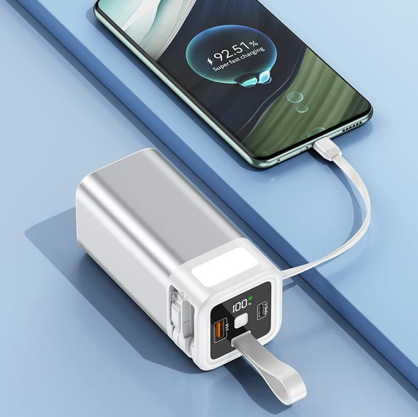 20.000 mAh Powerbank 65W Hızlı Şarj Destekli Dijital Ekran Göstergeli Fenerli - 3