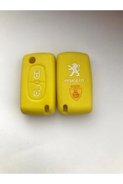 Peugeot 207 307 Partner 2 Tuşlu Silikon Anahtar Koruma Kılıfı Sarı Renk ürün görseli