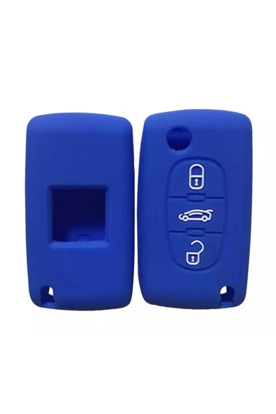 Citroen Berlingo Xsara Picasso C2 C3 C4 C5 C6 C8 Uyumlu 3 Tuş Silikon Anahtar Koruma Kılıf Mavi Renk ürün görseli
