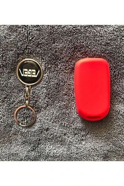 Fiat Egea Uyumlu 1 Adet Metal Çift Yönlü Anahtarlık Ve 1 Adet Kırmızı Silikon Anahtar Kılıfı - Resim 3