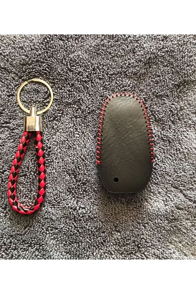 Fiat Doblo 2023+ Deri Anahtar Koruma Kılıfı Ve Örgü Anahtarlık Anahtarsız Çaliştırmaya Uyumludur - Resim 2