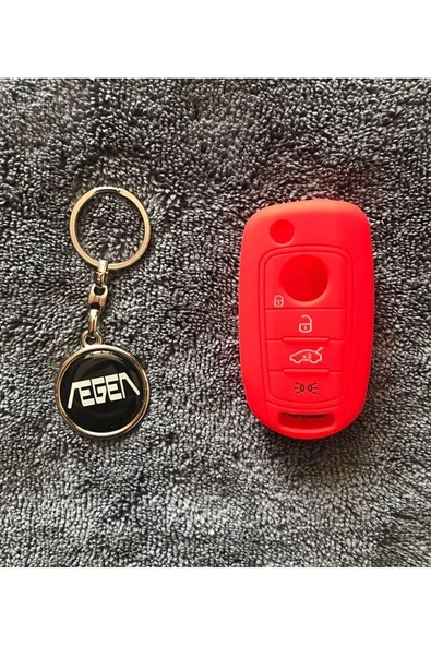 Fiat Egea Uyumlu 1 Adet Metal Çift Yönlü Anahtarlık Ve 1 Adet Kırmızı Silikon Anahtar Kılıfı ürün görseli
