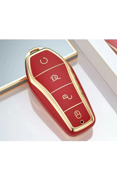 Byd Atto 3 Ve Seal U Anahtar Koruma Kılıfı Kırmızı / Gold Lütfen Uyumlu Anahtar Modeline Bakınız ürün görseli
