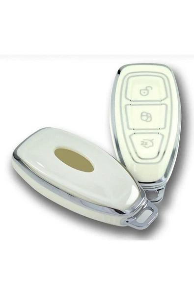 Ford Mondeo Focus Smart Beyaz-gümüş Oto Anahtar Kumanda Koruma Kılıf - Resim 2