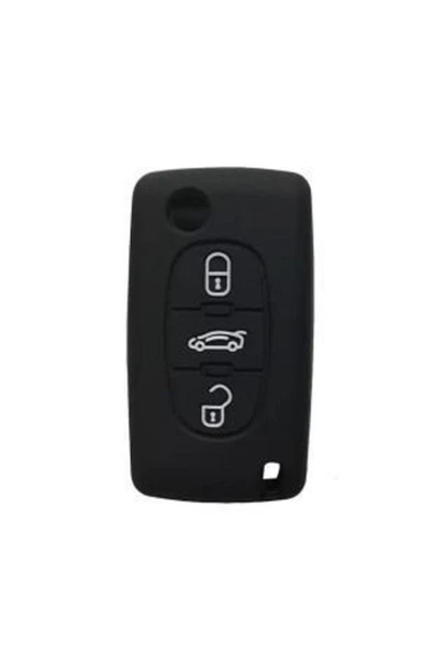 Citroen Berlingo Xsara Picasso C2 C3 C4 C5 C6 C8 Uyumlu 3 Tuş Silikon Anahtar Koruma Kılıf Siyah - Resim 2