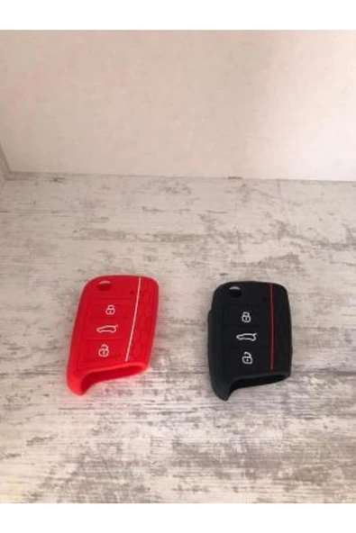 Scala Octavia Ibiza Ateca Leon Toledo Golf 7 Silikon Anahtar Kılıf Siyah Ve Kırmızı 2.resime Bakınız ürün görseli