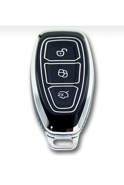 Ford Mondeo Focus Smart Siyah-gümüş Oto Anahtar Kumanda Koruma Kılıf - Resim 3