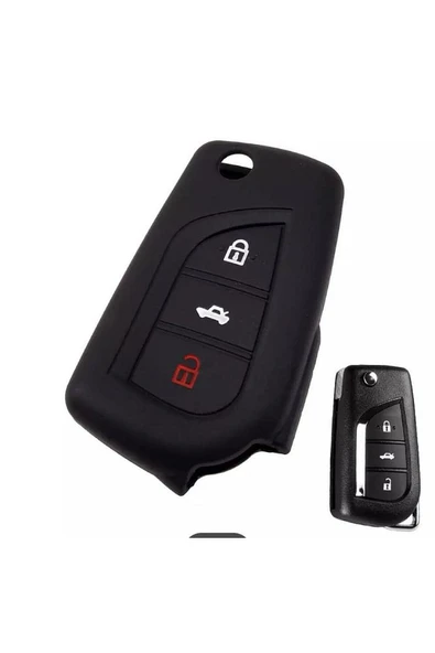 Toyota Uyumlu Auris Corolla Yaris Avensis Silikon Anahtar Koruma Kılıfı Siyah Renk 2.resime Bakınız ürün görseli