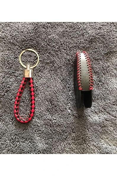 Fiat Doblo 2023+ Deri Anahtar Koruma Kılıfı Ve Örgü Anahtarlık Anahtarsız Çaliştırmaya Uyumludur - Resim 3