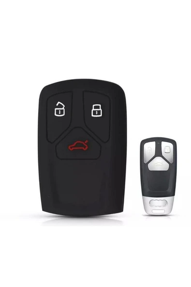 Audi Keyless A4 A5 A6 A7 Q3 Q5 Uyumlu Silikon Anahtar Koruma Kılıfı Siyah Renk ürün görseli