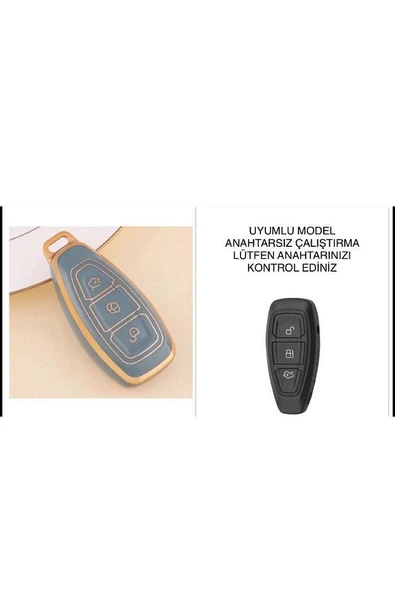 Ford Focus Fiesta Kuga Mondeo Smax Cmax Ecosport Anahtarsız Çalıştırma Anahtar Kılıfı Gri Renk ürün görseli