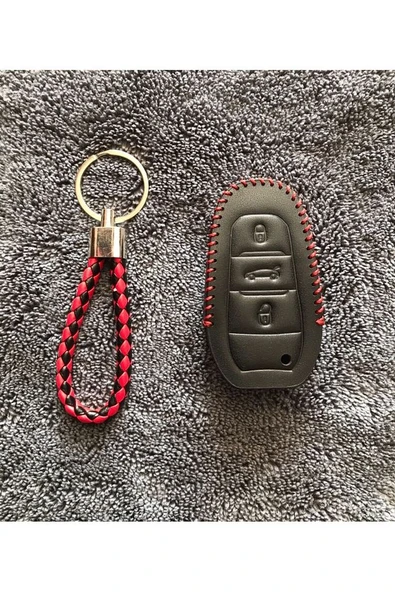 Fiat Doblo 2023+ Deri Anahtar Koruma Kılıfı Ve Örgü Anahtarlık Anahtarsız Çaliştırmaya Uyumludur ürün görseli