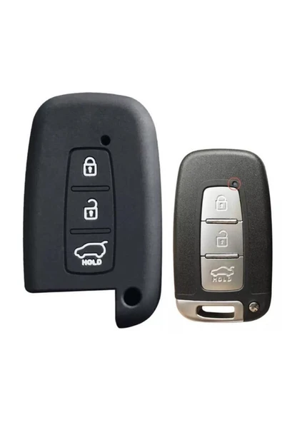 Hyundai Ix35 I 30 Uyumlu Silikon Anahtar Koruma Kılıfı Sustasız Model Siyah Renk ürün görseli