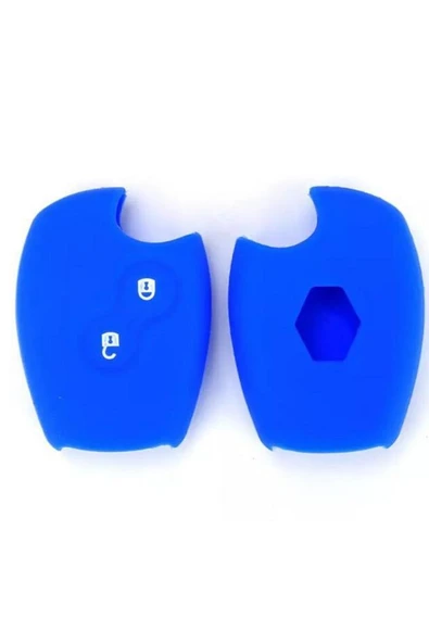 Clio Megane Duster Sandero Captur Uyumlu 2 Tuşlu Silikon Anahtar Koruma Kılıfı Mavi Renk - Resim 2