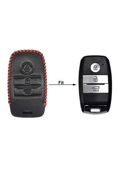 Kia Rio Ceed Soul Sportage Sorento Carens Picanto Deri Anahtar Koruma Kılıfı Ve Örgü Anahtarlık - Resim 2
