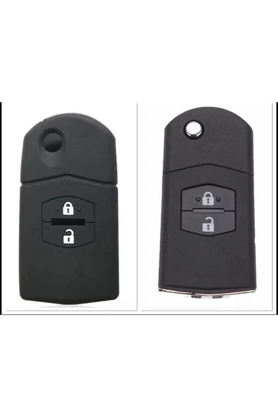 Mazda 2 3 5 6 Uyumlu 2 Tuşlu Silikon Anahtar Koruma Kılıfı Siyah Renk ürün görseli