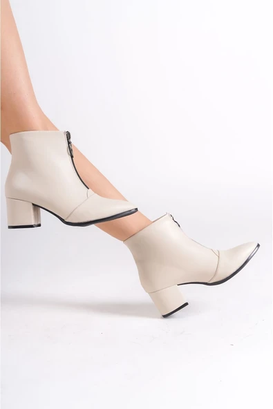 Kadın Önden Fermuarlı Günlük Topuklu Bot - Resim 2