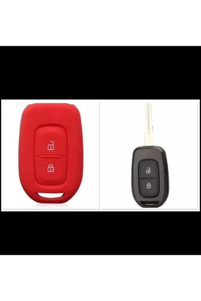 Renault Ve Dacia Duster Scenic Master Megane 2 Tuşlu Silikon Anahtar Kılıfı Kırmızı ürün görseli