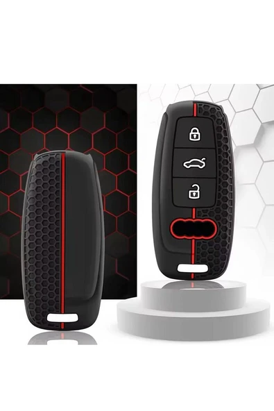 Audi A6l A7 A8 C8 Q8 D5 Silikon Anahtar Koruma Kılıfı Siyah Renk 2.resime Bakınız ürün görseli