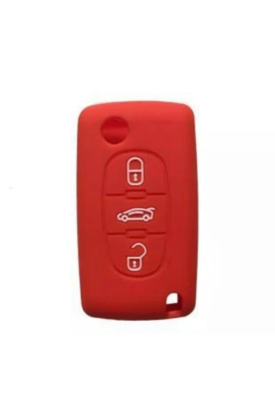 Citroen Berlingo Xsara Picasso C2 C3 C4 C5 C6 C8 Uyumlu 3 Tuş Silikon Anahtar Koruma Kılıf Kırmızı - Resim 3