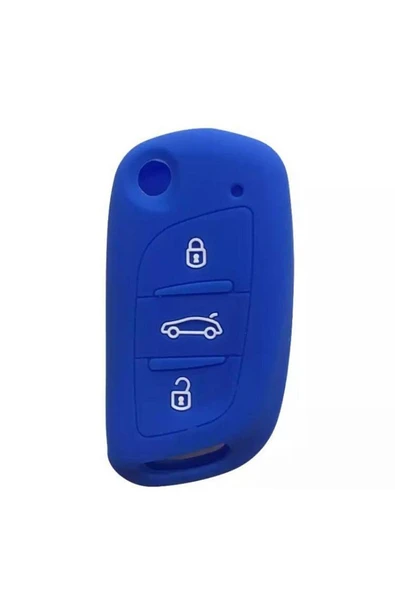 2 Adet Citroen C4 C5 C-quatre Uyumlu Silikon Anahtar Koruma Kılıfı Siyah Ve Mavi Renk - Resim 2