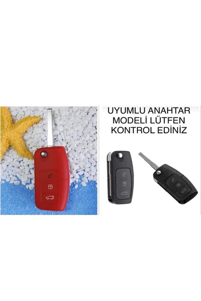 Fiesta Focus B-max Kuga Uyumlu Silikon Anahtar Koruma Kılıfı Kırmızı Renk ürün görseli