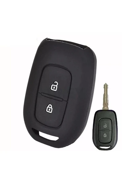 Renault Ve Dacia Duster Scenic Master Megane Uyumlu 2 Tuşlu Silikon Anahtar Kılıfı Siyah Renk ürün görseli