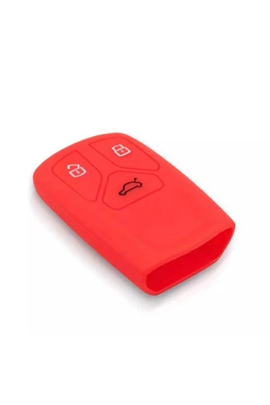 Audi Keyless A4 A5 A6 A7 Q3 Q5 Uyumlu Silikon Anahtar Koruma Kılıfı Kırmızı Renk - Resim 2