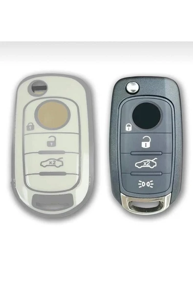 Fiat Egea Sustalı Beyaz-gümüş Oto Anahtar Koruma Kılıfı Lütfen Anahtar Teyiti Yapınız ürün görseli