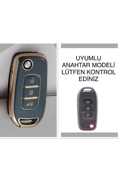 Renault Clio 5 Megane 4 Kaleos Captur Kadjar Anahtar Koruma Kılıfı Gri Renk ürün görseli