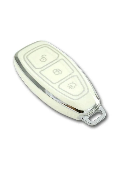 Ford Mondeo Focus Smart Beyaz-gümüş Oto Anahtar Kumanda Koruma Kılıf - Resim 3