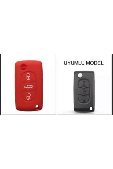 Citroen Berlingo Xsara Picasso C2 C3 C4 C5 C6 C8 Uyumlu 3 Tuş Silikon Anahtar Koruma Kılıf Kırmızı ürün görseli