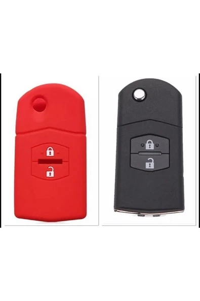 Mazda 2 3 5 6 Uyumlu 2 Tuşlu Silikon Anahtar Koruma Kılıfı Kırmızı Renk ürün görseli