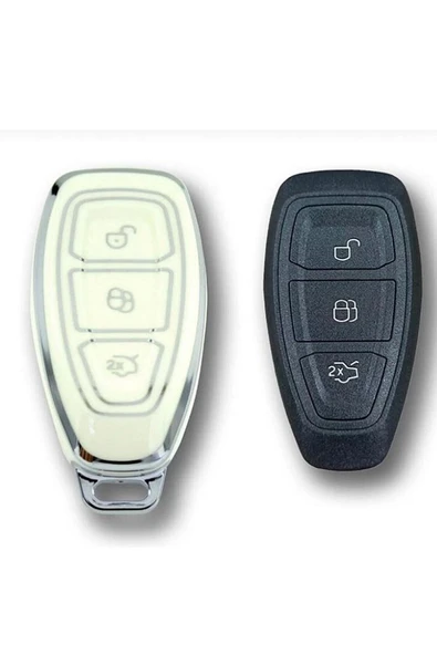Ford Mondeo Focus Smart Beyaz-gümüş Oto Anahtar Kumanda Koruma Kılıf ürün görseli
