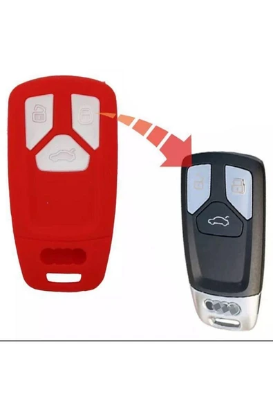Audi Keyless A4 A5 A6 A7 Q3 Q5 Silikon Anahtar Koruma Kılıfı Kırmızı Renk ürün görseli