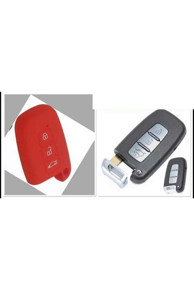 Hyundai Ix35 I 30 Uyumlu Silikon Anahtar Koruma Kılıfı Sustasız Model Kırmızı Renk ürün görseli